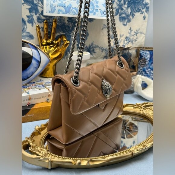 🆕 KURT GEIGER LONDON 🧿 NWOT Leather Mini Kensington Bag, Camel - Picture 3 of 16
